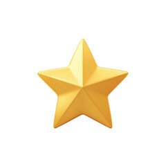 Poster - Golden Star Icon, Bright Shiny Five-Pointed Star Symbol, 3D Render with Glossy Finish on Isolated Background for Design Use Transparent background or png