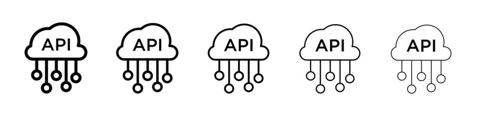 Cloud API icon black and white vector sign