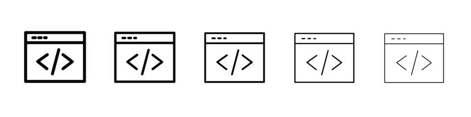 coding program icon black and white vector sign