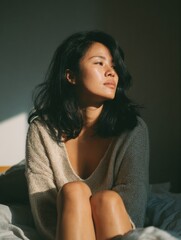 Aufkleber - Self-care Plan for Women in Treatment Focusing on Mindfulness and Relaxation at Home During a Serene Morning