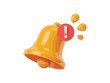 © Zavivec - 3d orange notification bell icon with exclamation mark alert and droplets on white background for reminders and warning messages
