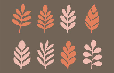 Poster - Set of eight abstract botanical leaf illustrations
