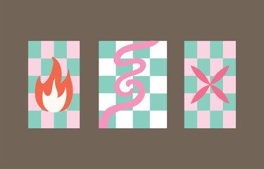 Poster - Abstract modern art prints with pink and teal checkerboard