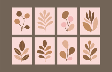Poster - Eight minimalist botanical prints neutral tones