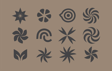 Poster - Twelve abstract geometric floral and swirl designs