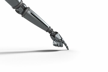 Poster - Gray metal robotic arm pointing