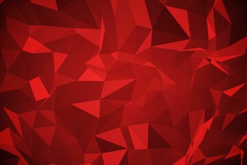 Poster - Abstract red low-poly polygonal pattern radiating across flat design backdrop in vector style