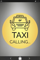 Leinwandbilder - Digitally generated image of Taxi calling text with icon