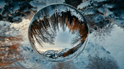 Wall Mural - snowy forest reflection