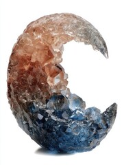 Poster - Abstract Crescent Moon Sculpture Blue and Brown Crystal Texture