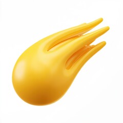 Fototapete - Abstract Yellow Comet 3D Render Glossy Dynamic Shape on White