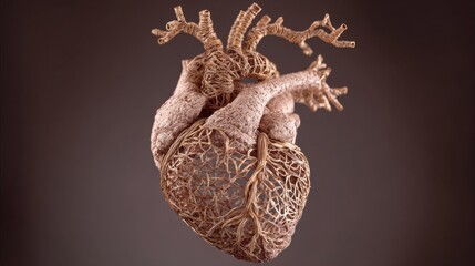 Poster - Clay Nervous System Intricately Wrapped Around Heart Icon Representing Emotional and Physical Connections in Art