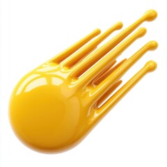 Poster - Abstract Yellow Glossy Sphere with Drips on White Background