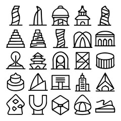 Poster - Architectural icons with different shapes and styles, suitable for representing buildings and structures
