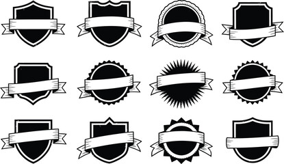 Leinwandbilder - A collection of vintage style badges and emblems with ribbons and blank space for design