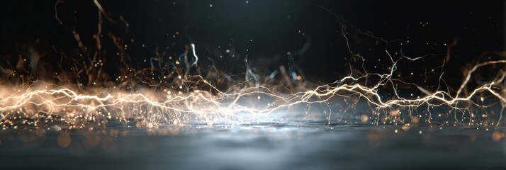 Poster - Abstract Representation of Dopamine Rush With Sparks and Lightning Creating a Dynamic Visual Effect in a Captivating Arrangement