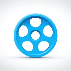Poster - Bright Blue Circular Geometric Object with Five Oval Cutouts