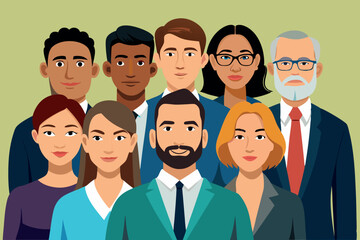 Poster - Diverse group of professionals posing together in a corporate setting