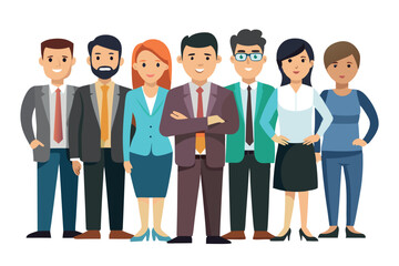 Poster - Group of diverse professionals posing confidently in business attire in a modern office environment