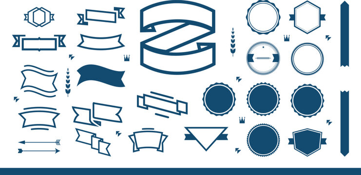 Mid-century Retro Badge Designs Modern Crest Icons Design Elements