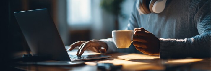 Aufkleber - Cyber Hygiene Tips for Remote Workers While Enjoying Coffee at Home in the Morning