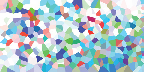Aufkleber - A vibrant abstract mosaic pattern composed of irregular geometric shapes featuring cool tones, bright hues, and a digital art style for creative designs.