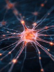 Poster - Glowing Brain Center With Radiant Nerve Connections Spreading in a Stunning Radial Formation