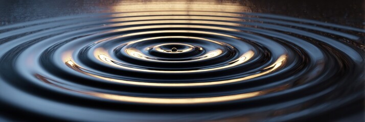 Poster - Calm Concentric Circles Forming on a Serene Water Surface at Sunset