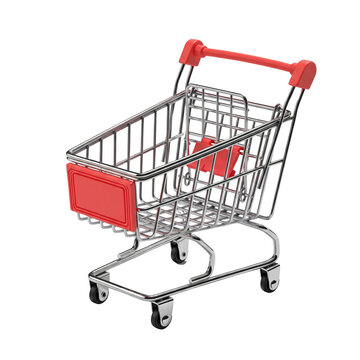 Miniature shopping cart isolated on transparent background
