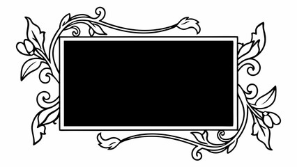 Poster - Elegant ornate frame with floral decorations and a central black rectangular space for text or image created with generated ai