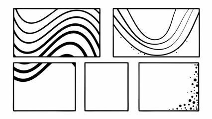 - Collection of abstract black and white designs with curved lines and dotted patterns in rectangular frames created with generated ai