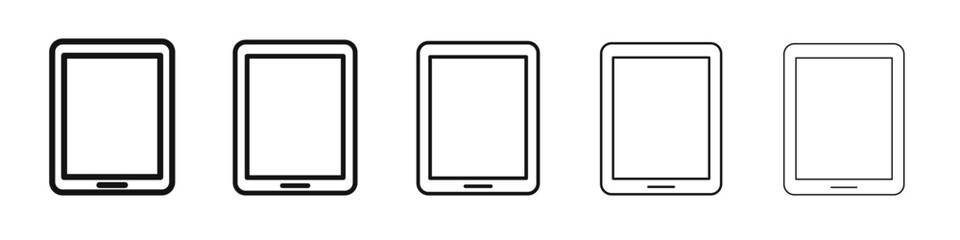 Tablet icon vector outline set illustration sign