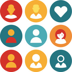 Leinwandbilder - Profile highlight labels: 8 circular badges with social icons with white background.