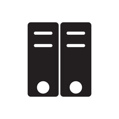 Poster - Twin server rack icon. Bold black server icon symbolizing secure data centers, storage, or hosting infrastructure.