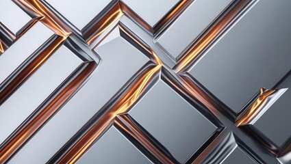 Poster - Dynamic metallic patterns in abstract design digital art modern aesthetic studio environment close-up view contemporary concept