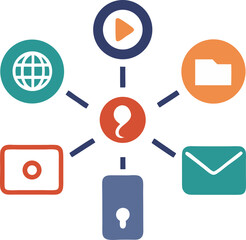Leinwandbilder - Email footer icon set phone, email, website, social links with white background.