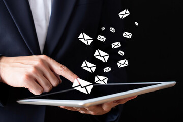 Poster - Businessperson Receiving Emails on Digital Tablet