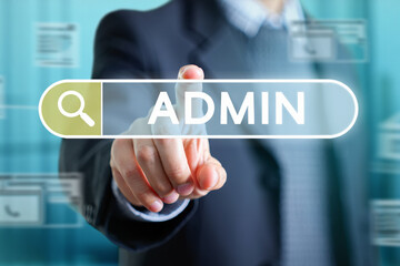 Poster - Businessperson Accessing Admin Panel with Touchscreen Technology
