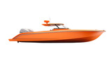 Sleek Orange Powerboat Design Isolated on  transparent Background for Marine Industry