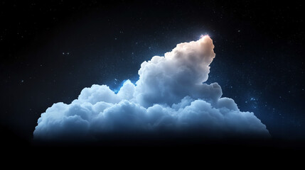 Aufkleber - A stunning cloud formation illuminated by a soft light, creating a dreamlike atmosphere against a dark backdrop.