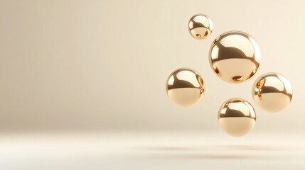 Poster - Shiny golden spheres in a minimalist design create a modern and elegant aesthetic perfect for various creative projects.