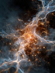 Poster - Abstract Representation of Dopamine Rush With Lightning and Sparks Capturing Energy and Excitement in Vibrant Colors and Dynamic Movement