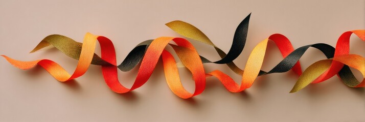 Poster - Abstract Autumn Ribbon Spiraling Into Awareness Symbols With Vibrant Colors in a Creatively Designed Layout