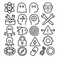 Poster - Collection of  Line art icons on white background