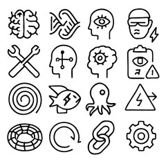 Poster - A Collection of Abstract Icons Featuring Science and Technology Elements