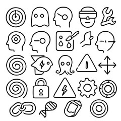 Poster - Collection of linear style icons representing various concepts