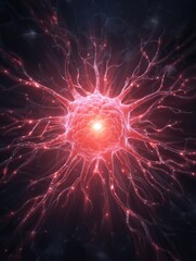 Poster - Glowing Brain Center With Radial Nerve Rays Expanding in a Mesmerizing Pattern