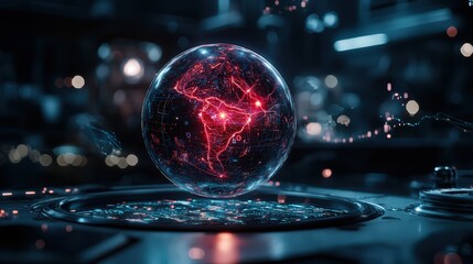 Poster - Futuristic scene of intellectual property innovation digital realm 3d visualization technology setting immersive concept