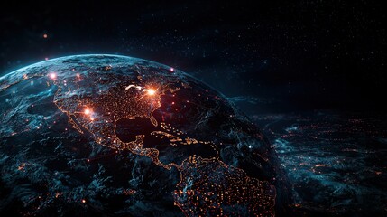 Aufkleber - Digital development insights global overview of nighttime graphic visualization and innovative technology