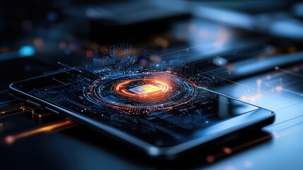 Poster - Future cashless economy digital transactions urban setting technology visualization innovative environment close-up view